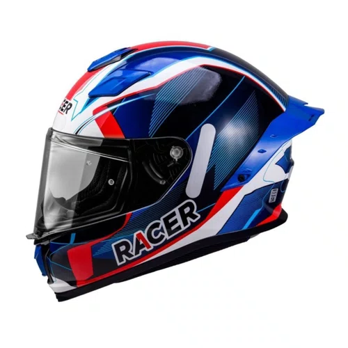 Capacete Fechado Racer1 Rc1 Icone Azul Branco Vermelho