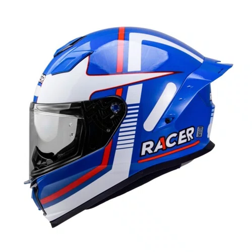 Capacete Fechado Racer1 Rc1 Nava Azul Branco Vermelho