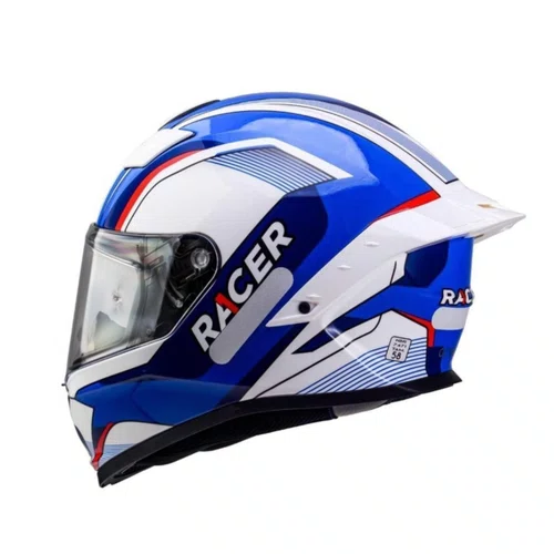Capacete Fechado Racer1 Rc1 Octane Branco Azul Vermelho