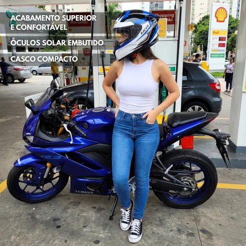 Capacete Fechado Racer1 Rc2 Start Attitude Preto Branco Azul