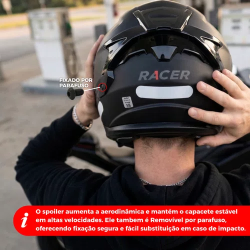 Capacete Fechado Racer1 Rc2 Start Monocolor Preto Fosco