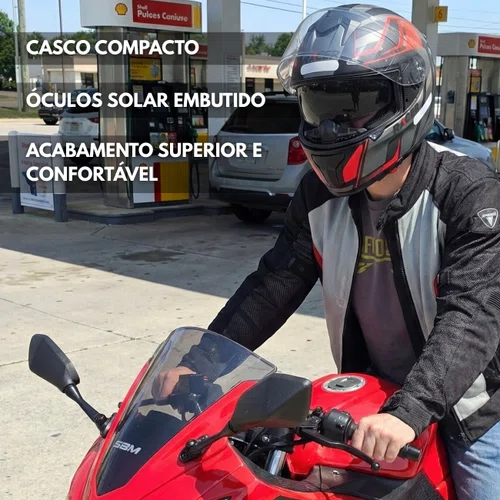 Capacete Fechado Racer1 Rc2 Start Spirit Preto Cinza Vermelho