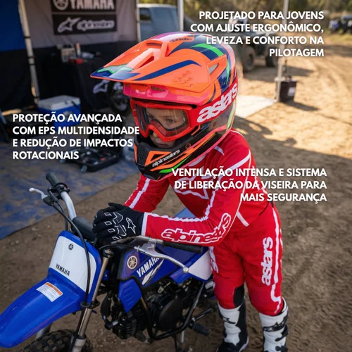 Capacete Infantil Alpinestars SM3 Youth Deegan Laranja Fluor