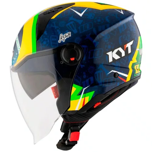 Capacete Aberto Kyt D-City Diogo Moreira Azul Amarelo