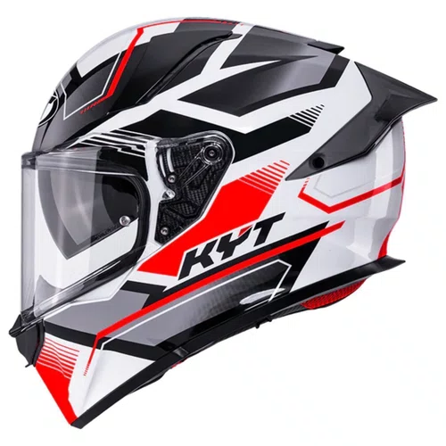 Capacete Fechado Kyt R2R Parsec Branco Vermelho