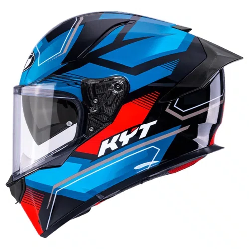 Capacete Fechado Kyt R2R Parsec Preto Azul Vermelho