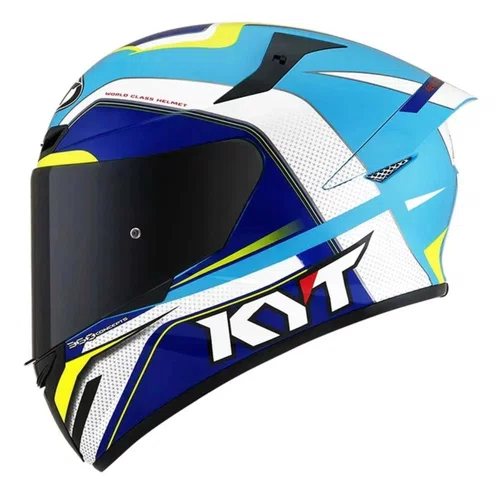 Capacete KYT TT Course Grand Prix Branco Azul