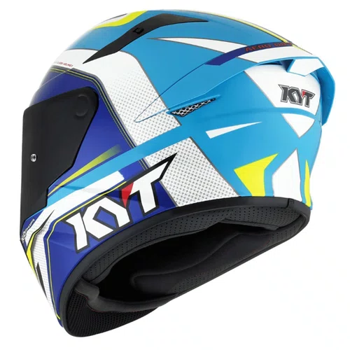 Capacete KYT TT Course Grand Prix Branco Azul