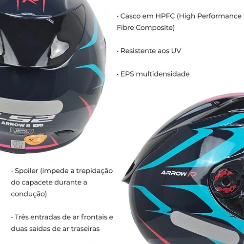 Capacete Fechado LS2 FF323 Arrow R Flames Azul Vermelho