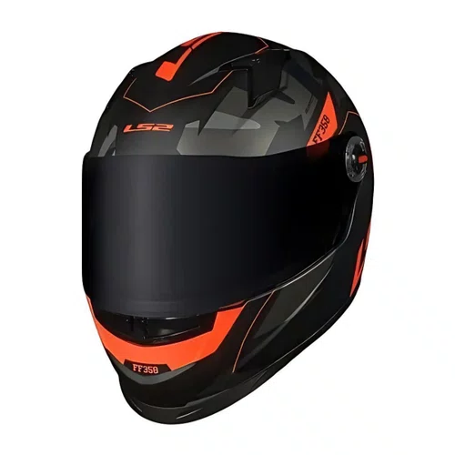 Capacete Fechado LS2 FF358 Tank Camo Preto Laranja Fosco