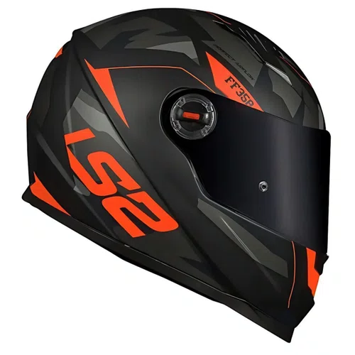 Capacete Fechado LS2 FF358 Tank Camo Preto Laranja Fosco