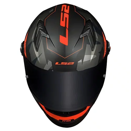 Capacete Fechado LS2 FF358 Tank Camo Preto Laranja Fosco