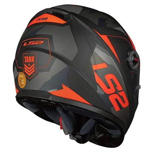 Capacete Fechado LS2 FF358 Tank Camo Preto Laranja Fosco