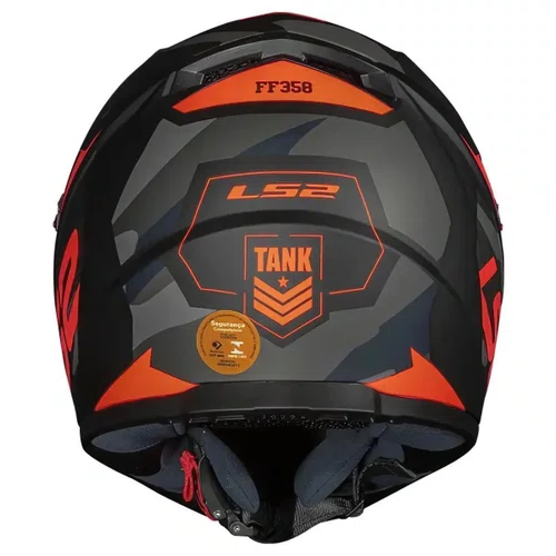 Capacete Fechado LS2 FF358 Tank Camo Preto Laranja Fosco