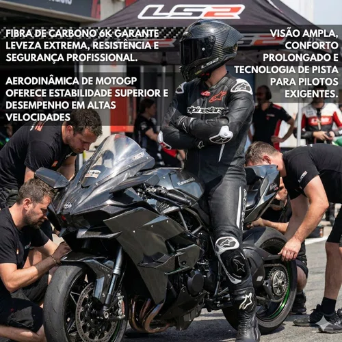 Capacete Ls2 Ff805 Thunder C GP Solid Carbon Preto