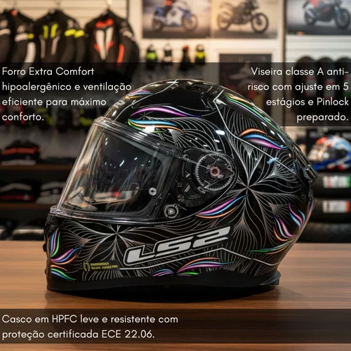 Capacete LS2 FF811 Vector 2 Tropical Preto