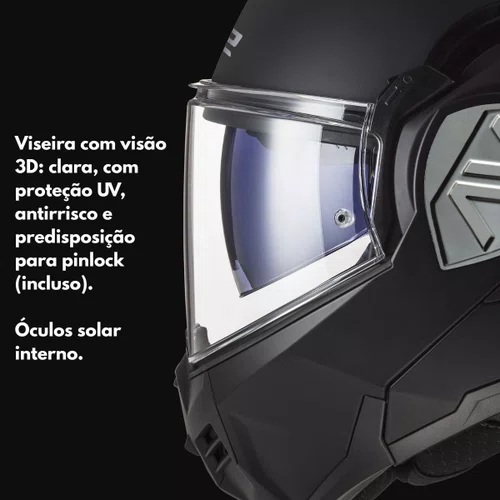 Capacete Articulado Ls2 Ff906 Advant Noir Preto Fosco