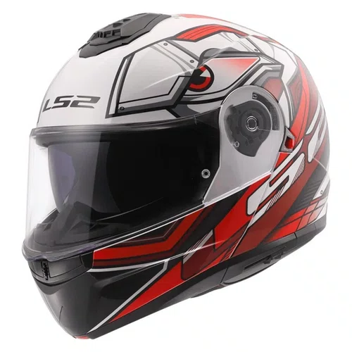 Capacete Articulado LS2 FF908 Strobe 2 Xdron Branco Vermelho