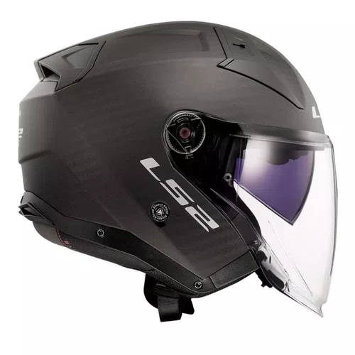 Capacete Aberto LS2 Infinity 2 C Solid Carbon Preto Fosco