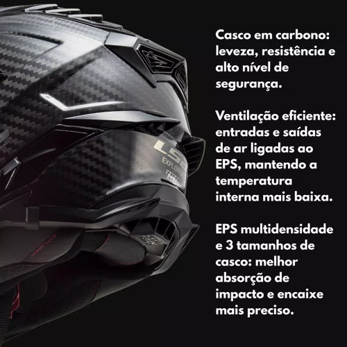 Capacete Fechado Ls2 Mx701 Explorer Carbon Solid Original Premium