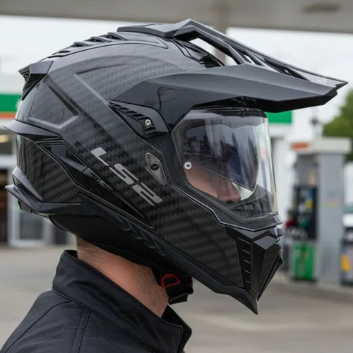 Capacete Ls2 Mx701 Explorer Carbon Solid Preto Fosco