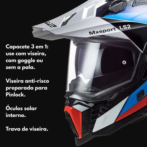 Capacete Fechado Ls2 Mx701 Frontier Full Carbon 3x1 Com Óculos Solar