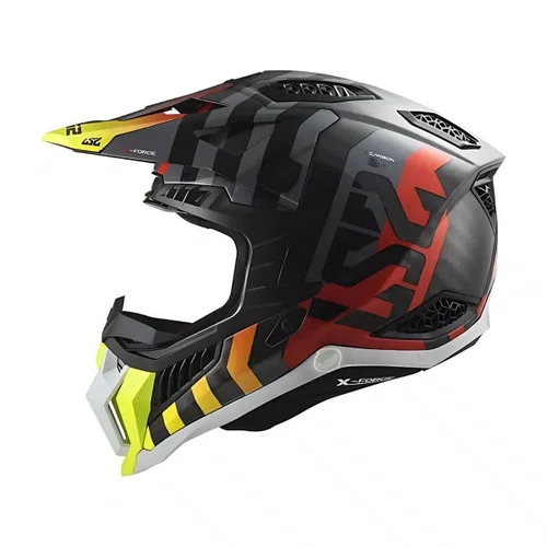 Capacete Motocross Ls2 Mx703 X Force C Barrier Amarelo Vermelho