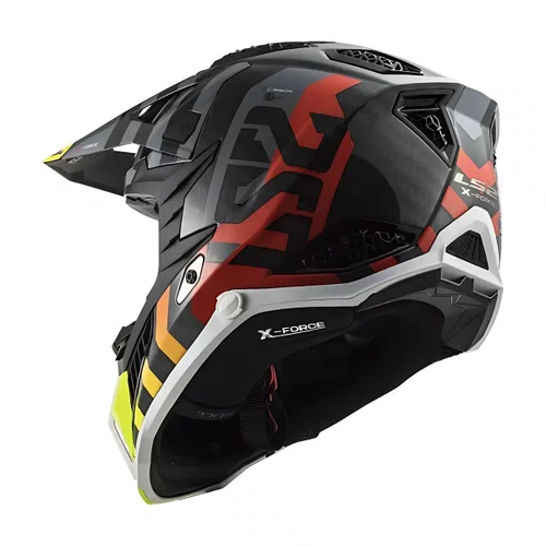 Capacete Motocross Ls2 Mx703 X Force C Barrier Amarelo Vermelho