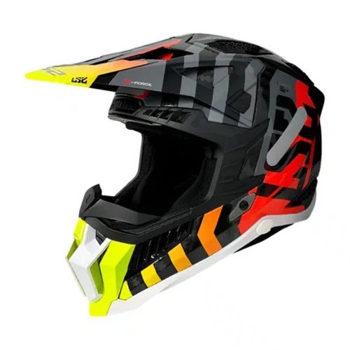 Capacete Motocross Ls2 Mx703 X Force C Barrier Amarelo Vermelho