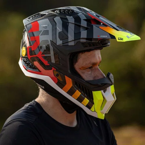 Capacete Motocross Ls2 Mx703 X Force C Barrier Amarelo Vermelho