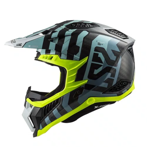 Capacete Motocross Ls2 Mx703 X Force C Barrier Sky Azul