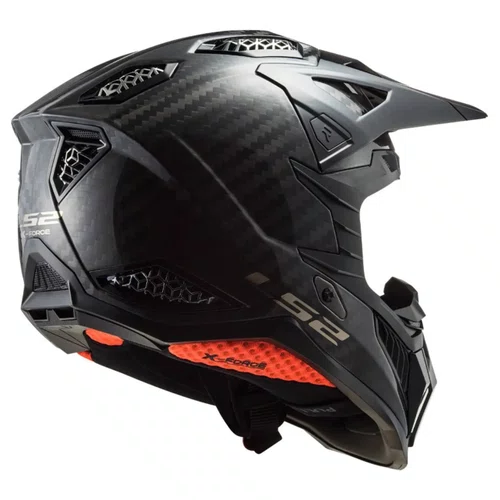 Capacete Motocross Ls2 Mx703 X Force C Solid Carbon Preto