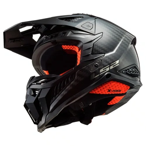 Capacete Motocross Ls2 Mx703 X Force C Solid Carbon Preto