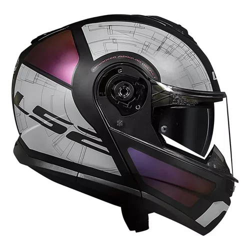 Capacete Articulado LS2 Strobe 2 Orion Preto Roxo Fosco