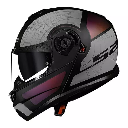 Capacete Articulado LS2 Strobe 2 Orion Preto Roxo Fosco Premium