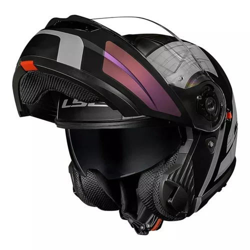 Capacete Articulado LS2 Strobe 2 Orion Preto Roxo Fosco Premium