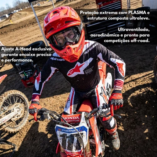 Capacete Motocross Off Road Alpinestars SM7 Core Vermelho