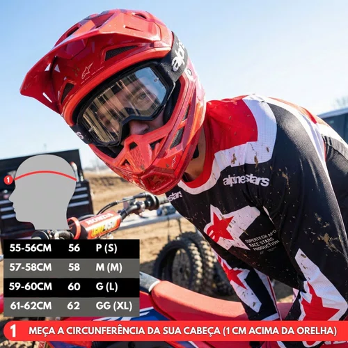 Capacete Motocross Off Road Alpinestars SM7 Core Vermelho