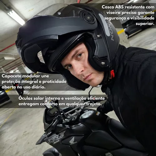 Capacete Norisk FF345 Route Monocolor Preto Fosco