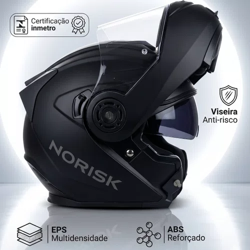 Capacete Norisk FF345 Route Monocolor Preto Fosco