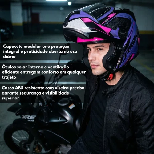 Capacete Norisk Ff345 Route Speedmax Preto Roxo