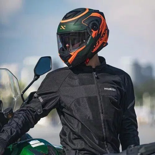 Capacete Norisk Ff345 Route Speedmax Verde Laranja