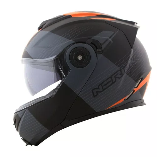 Capacete Articulado Norisk FF345 Route Stroke Preto Cinza Laranja