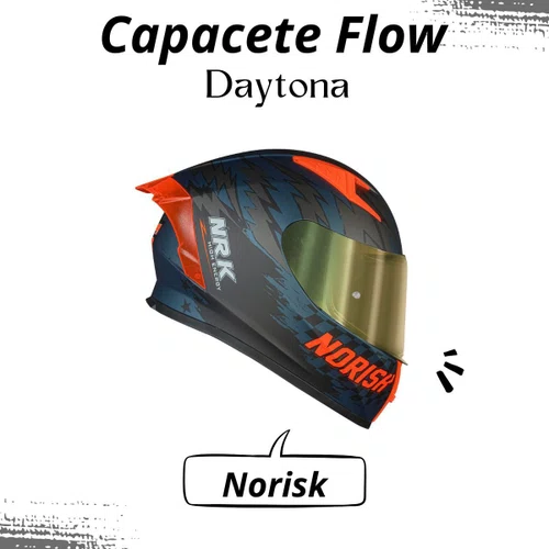 Capacete Fechado Norisk Flow Daytona Azul Fosco Laranja