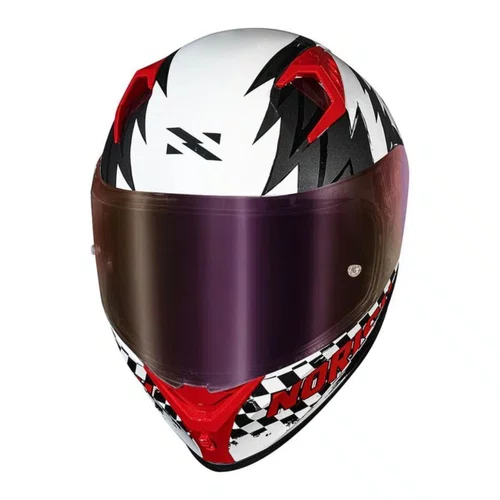 Capacete Fechado Norisk Flow Daytona Branco Vermelho