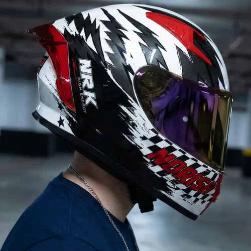 Capacete Fechado Norisk Flow Daytona Branco Vermelho