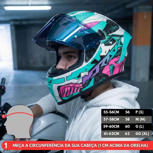 Capacete Norisk Flow Robot Branco Verde