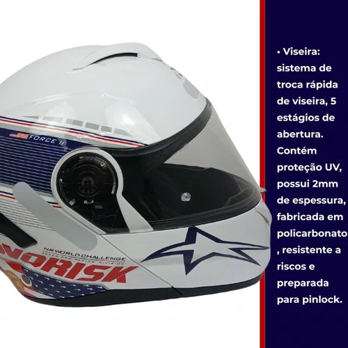 Capacete Articulado Norisk Force 2 Grand Prix USA