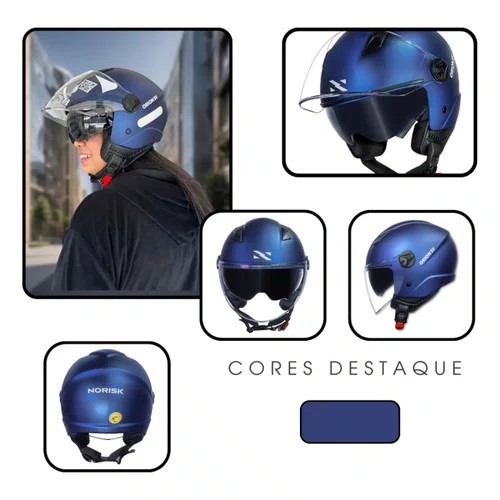 Capacete Aberto Norisk Orion SV Monocolor Azul Fosco Original