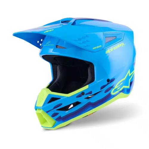 Capacete Off Road Alpinestars SM3 Force Azul Brilho